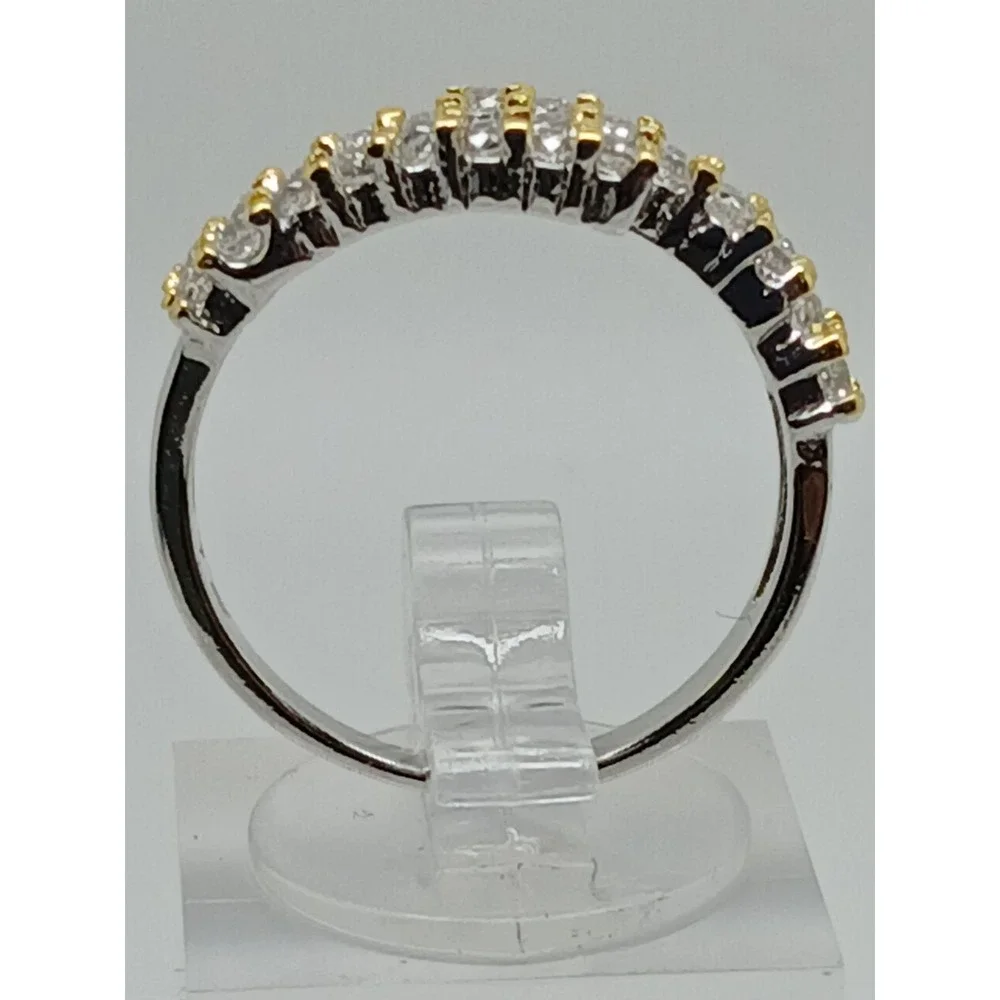 Vintage Two Tone Silver Gold Triple Row Bypass Wrap Ring‎ Crossover Band Size 7